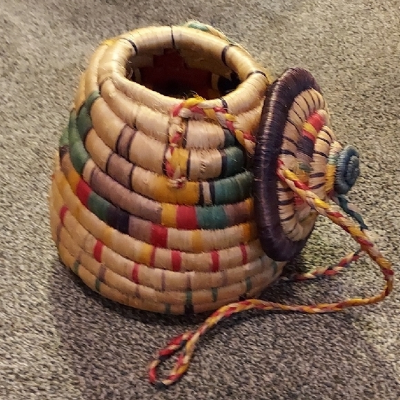 Other - African Gathering/ Boho..Colorful Woven Basket with Lid